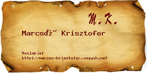 Marcsó Krisztofer névjegykártya